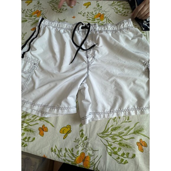 OP White Mens Swim Trunks With Elastic Waistband & Drawstring Size 3X - Picture 1 of 4
